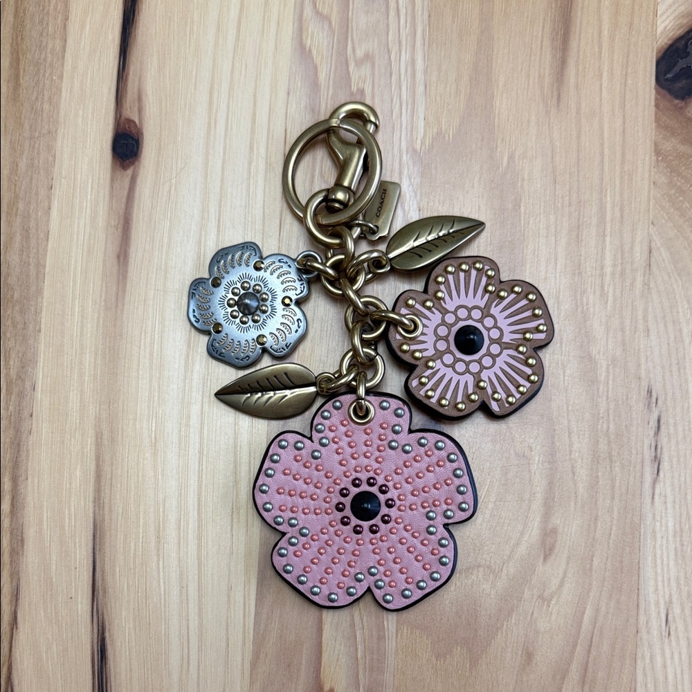 Coach Studded Tea Rose Mix Bag Charm